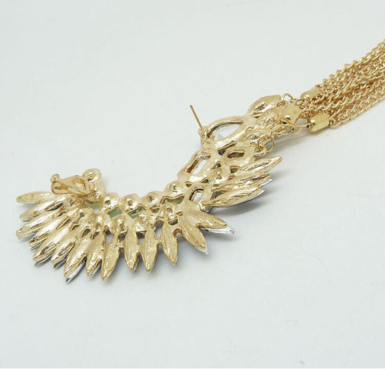 Luxury Rhinestone Tassel Ear Clip Earrings